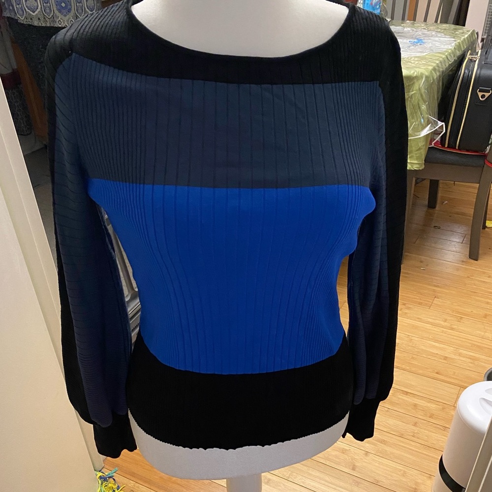 Colorblock Blue and Black Women's Sweater